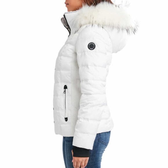 NWT Nautica Women's Zip Off Hood Faux Fur Trim Puffer Jacket WHITE - Picture 6 of 13